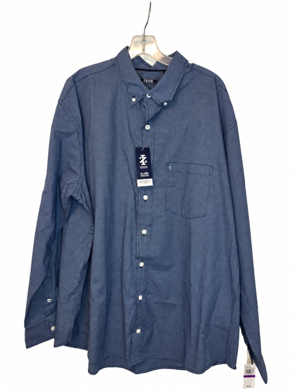 Izod Men's Navy Blue Button-Down Casual Shirt